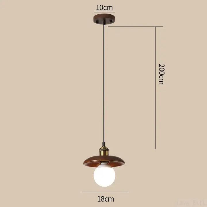 Suspension en bois naturel avec abat-jour rond style minimaliste