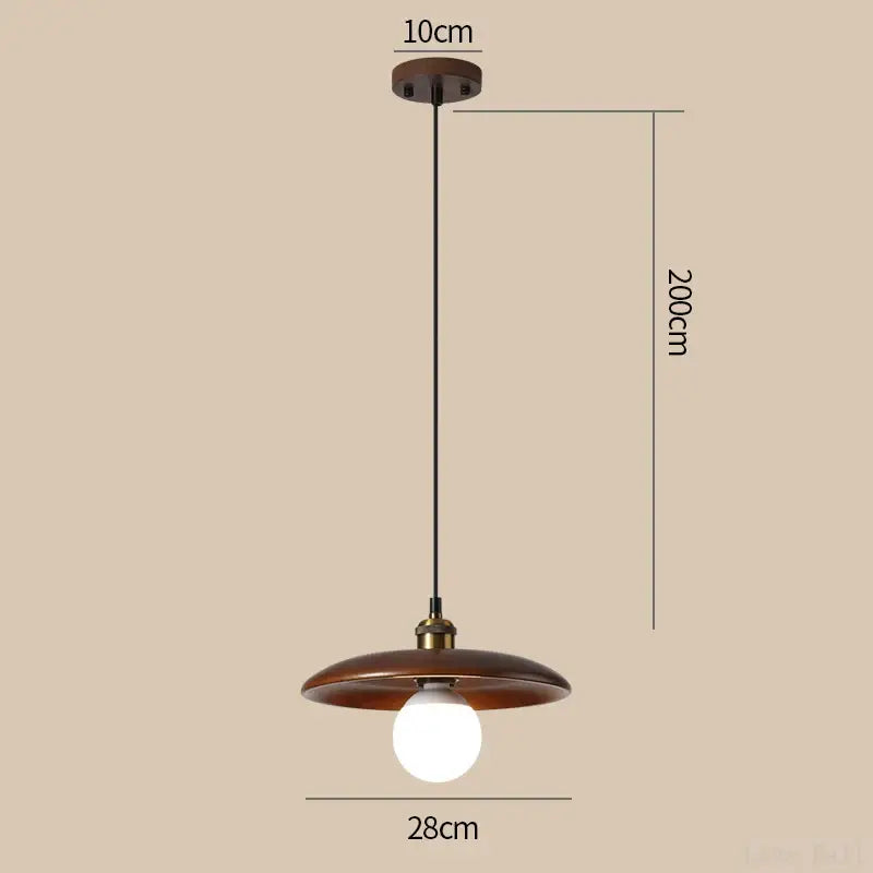 Suspension en bois naturel avec abat-jour rond style minimaliste