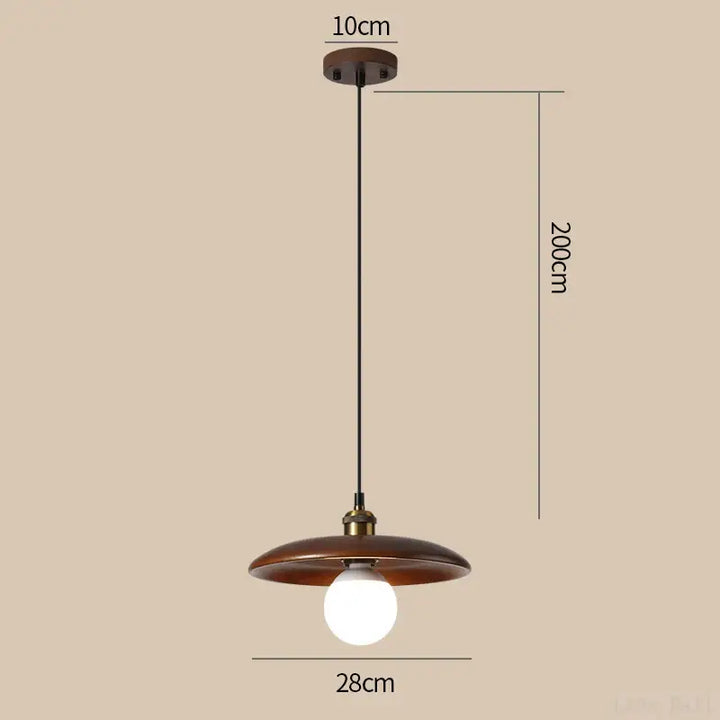Suspension en bois naturel avec abat-jour rond style minimaliste