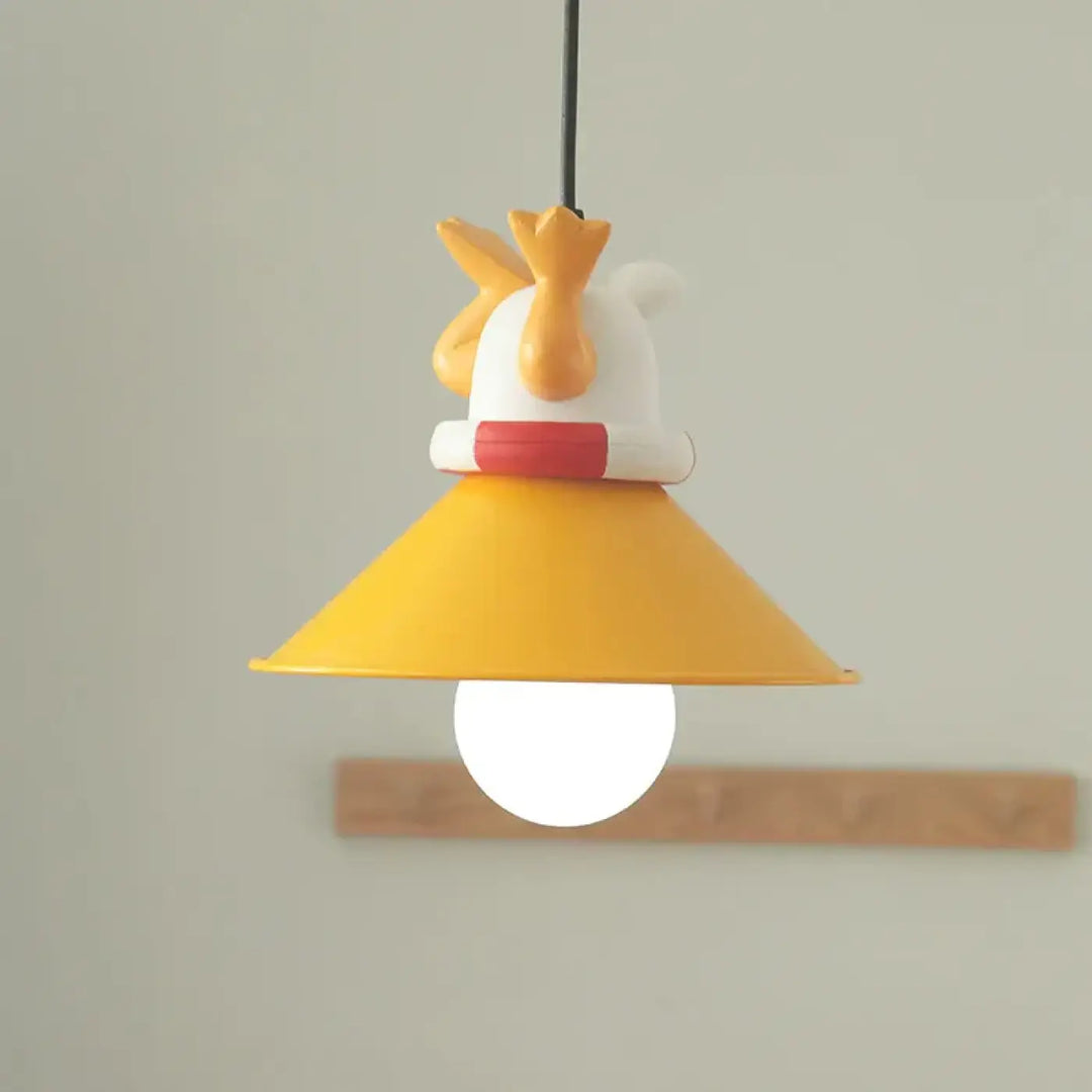 Suspension avec petits chiots décoratifs lampe jaune et blanc