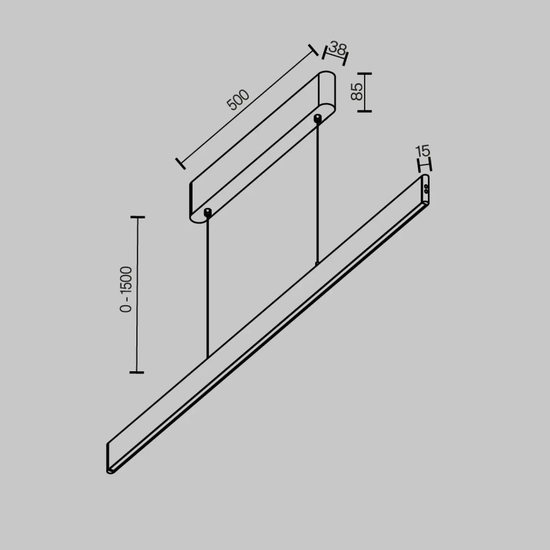 Suspension luminaire euphoria linéaire avec lift intégré et led linéaire au-dessus d’une table en finition métallique moderne