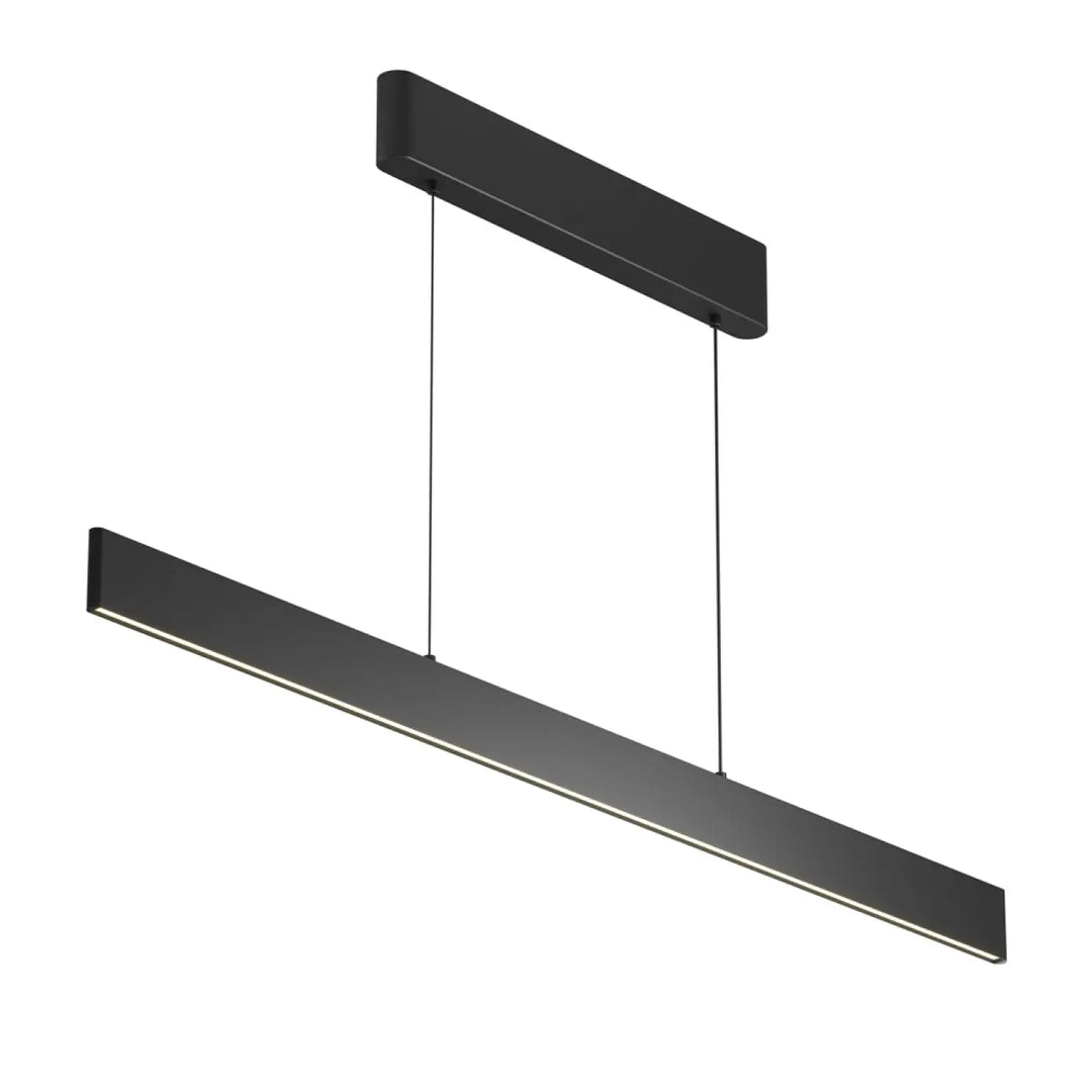 Suspension luminaire euphoria linéaire noir avec led linéaire et lift intégré idéale au-dessus d’une table