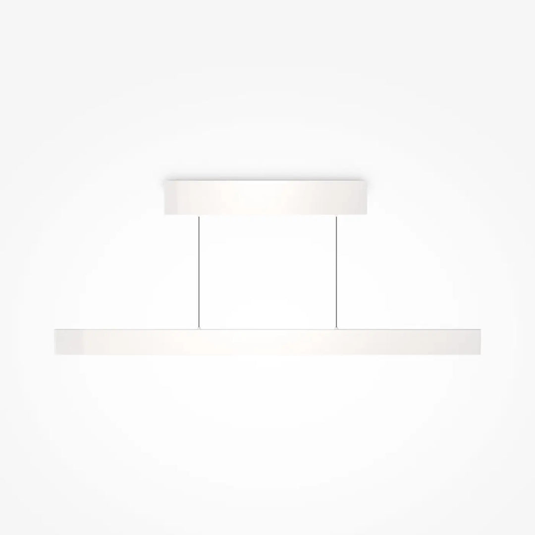 Suspension luminaire euphoria linéaire blanc minimaliste avec led linéaire et lift intégré au-dessus d’une table