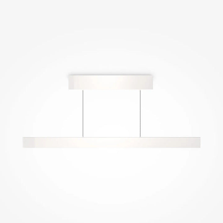 Suspension luminaire euphoria linéaire blanc minimaliste avec led linéaire et lift intégré au-dessus d’une table