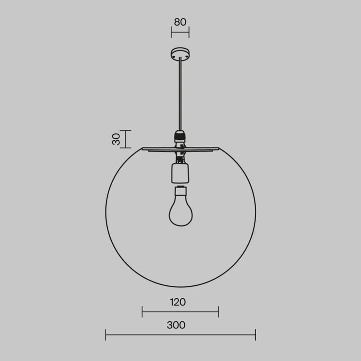 Suspension luminaire erda avec globe opalin en verre et monture noire en métal pour suspension extérieure