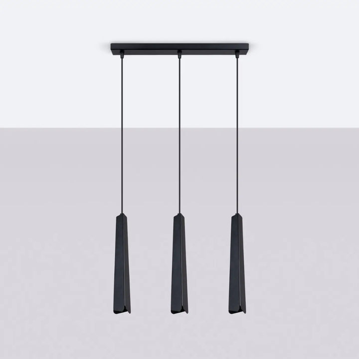 Suspension Prysm noire en acier, éteinte