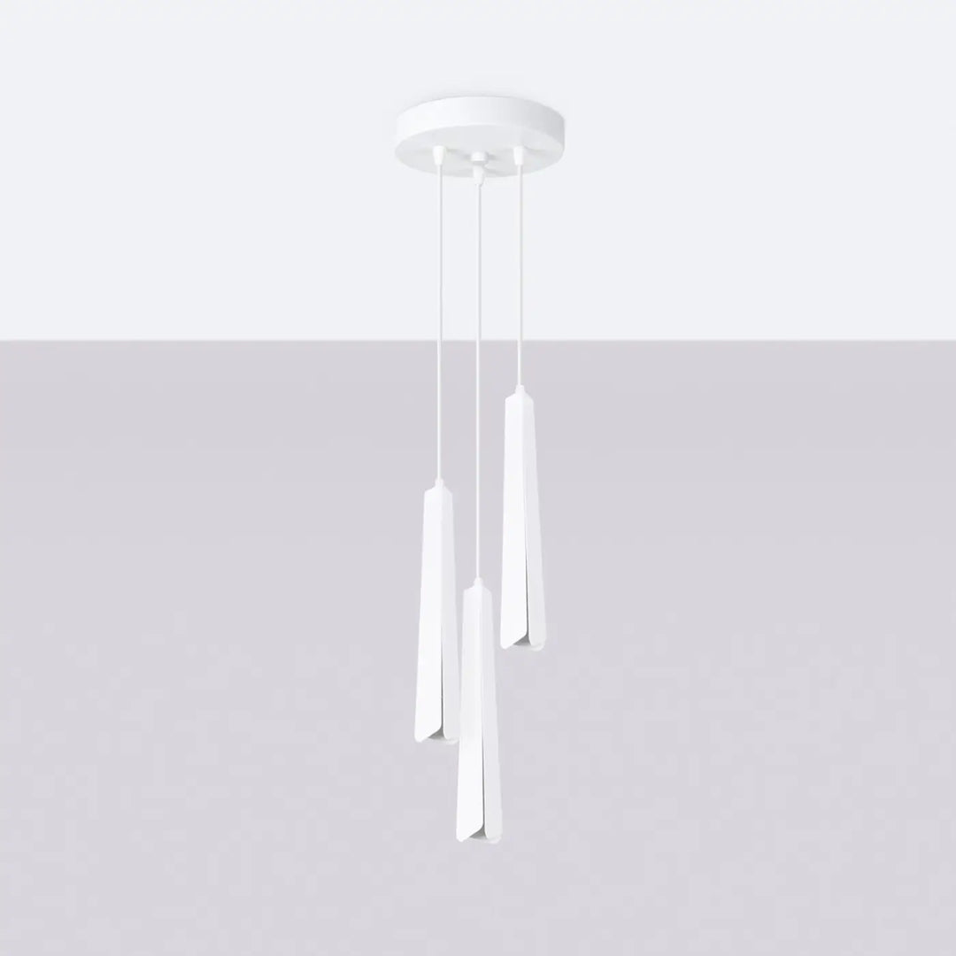 Suspension Prysm blanche en acier, éteinte