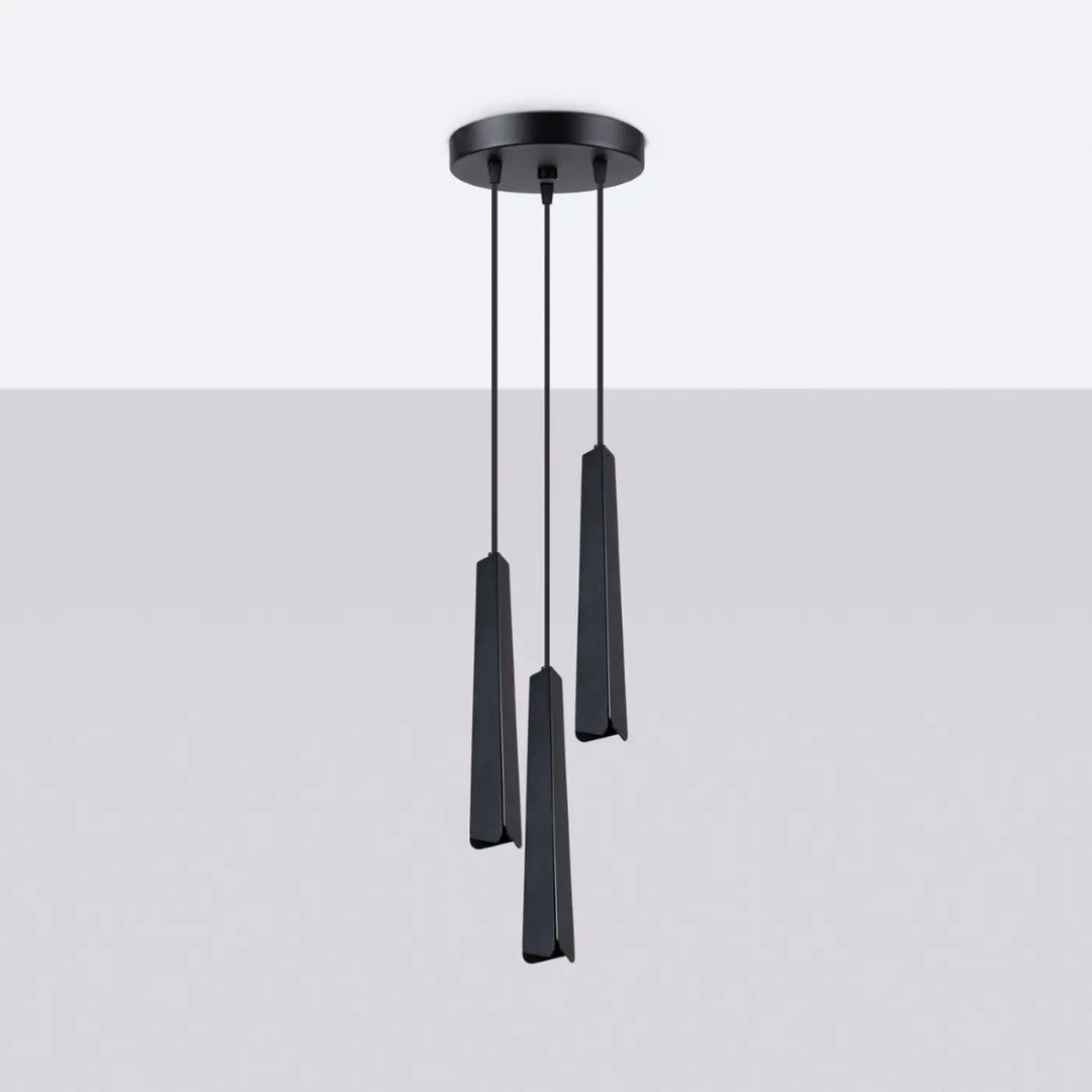 Suspension Prysm noire en acier, éteinte