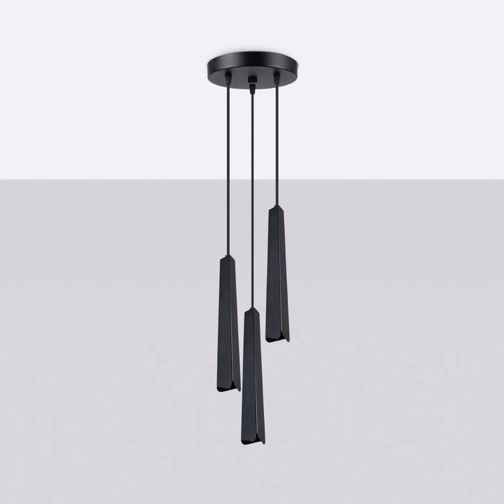 Suspension Prysm noire en acier, éteinte
