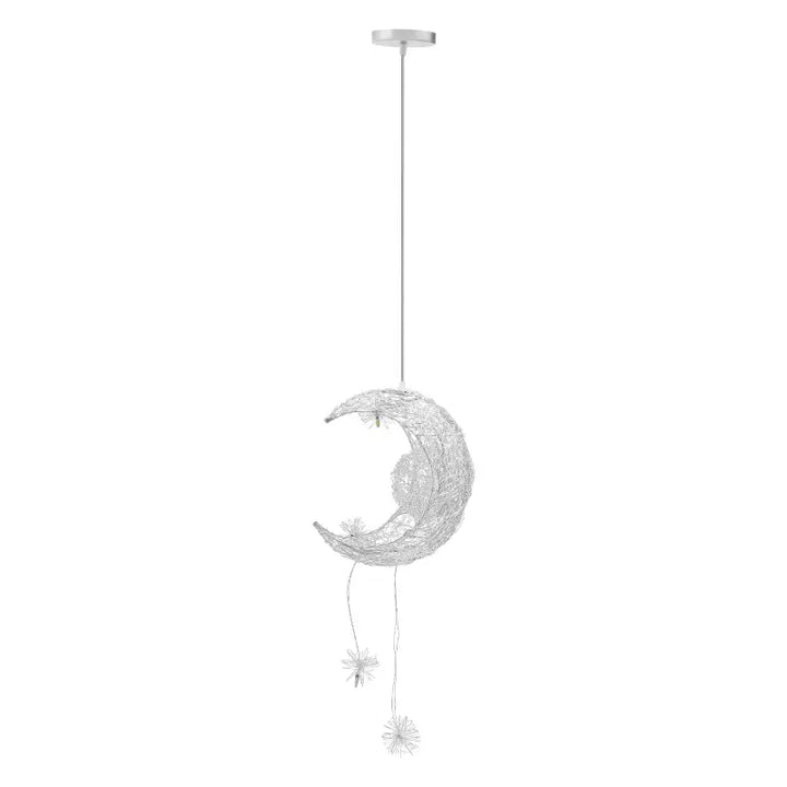 Suspension Féérique Lune Lumineuse Avec Petites Étoiles

