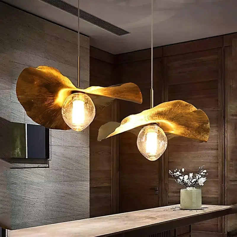 Suspension Feuille Abat-jour Globe Aluminium