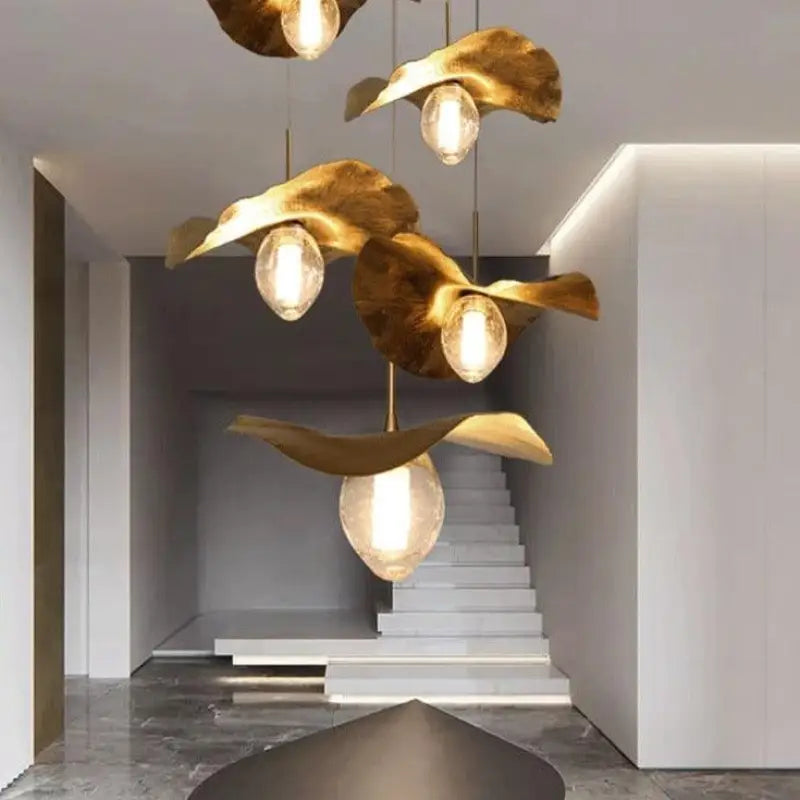 Suspension Feuille Abat-jour Globe Aluminium