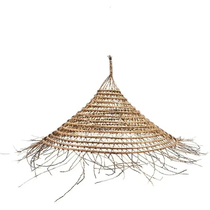 Suspension en fibres naturelles forme conique style bohème chic

