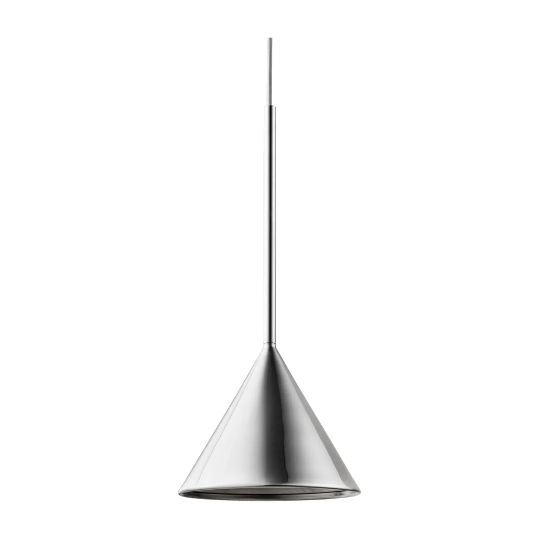 Suspension Figura Cone en aluminium chromé #couleur_argent