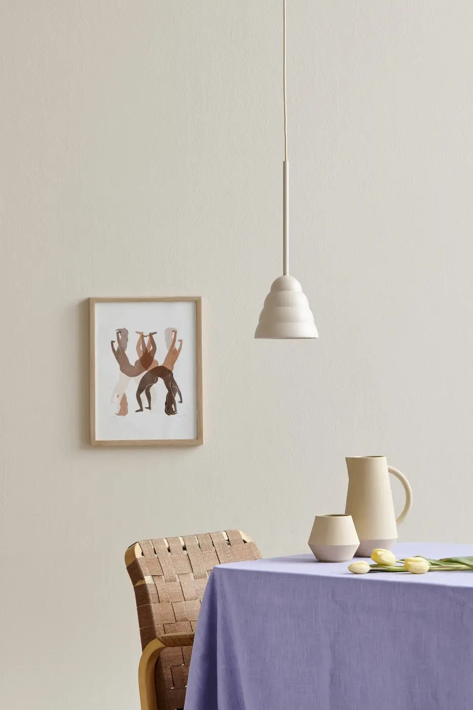 Abat-jour arrondi de la suspension Figura Stream sable #couleur_beige