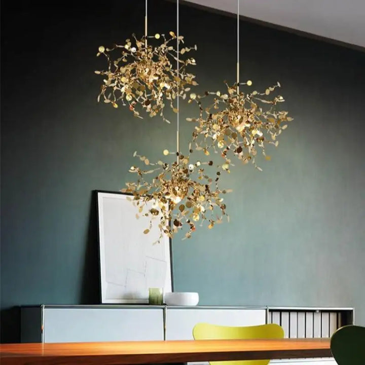 Suspension Filaire Doré Structure Dorée LED