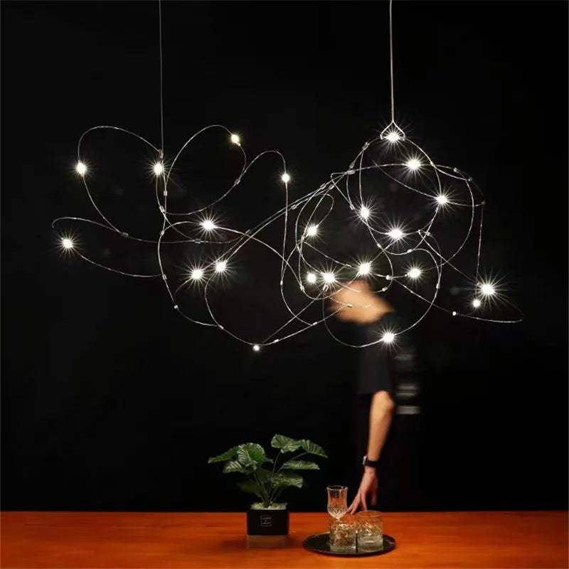 Suspension Filaments LED Design Sculptural Moderne Aérien