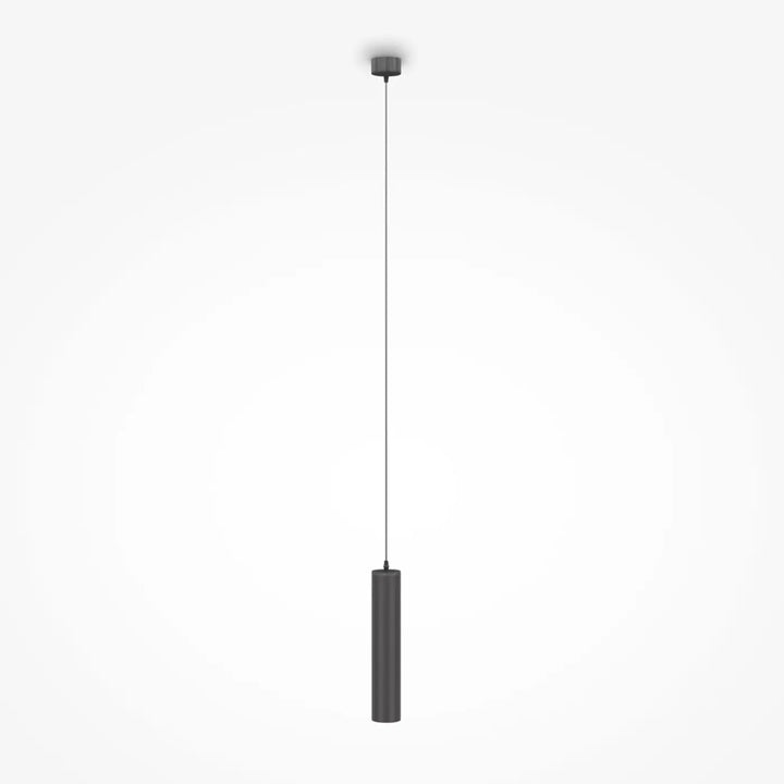 Suspension focus cylindre en aluminium noir mat au design minimaliste, idéale au-dessus d’un îlot avec tube fin