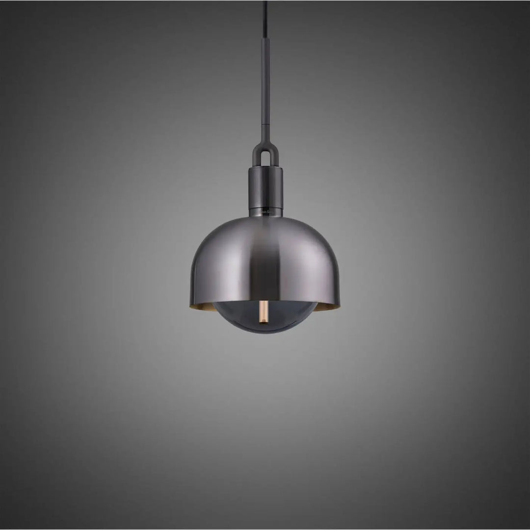 Suspension Forked Medium à abat-jour et globe fumé, finition grise #couleur_gris