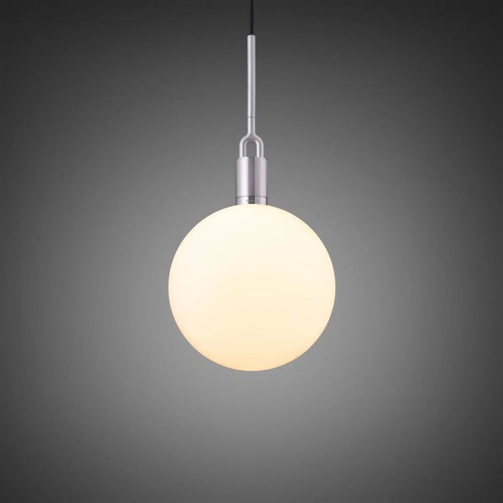 Suspension Forked Large à globe opale, finition acier #couleur_argent
