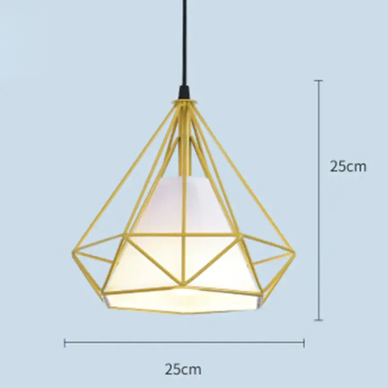 Suspension Géométrique En Métal Avec Abat-Jour Blanc
