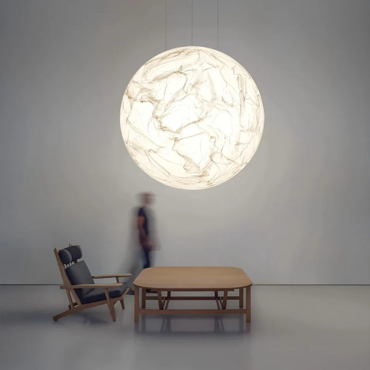 Suspension Globe Effet Marbre Blanc Design Moderne Minimaliste


