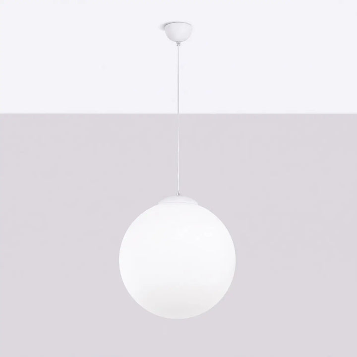 Suspension Ugo à globe en verre blanc et monture blanche, éteinte