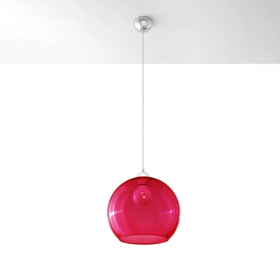 Suspension Ball à globe en verre rouge, éteinte