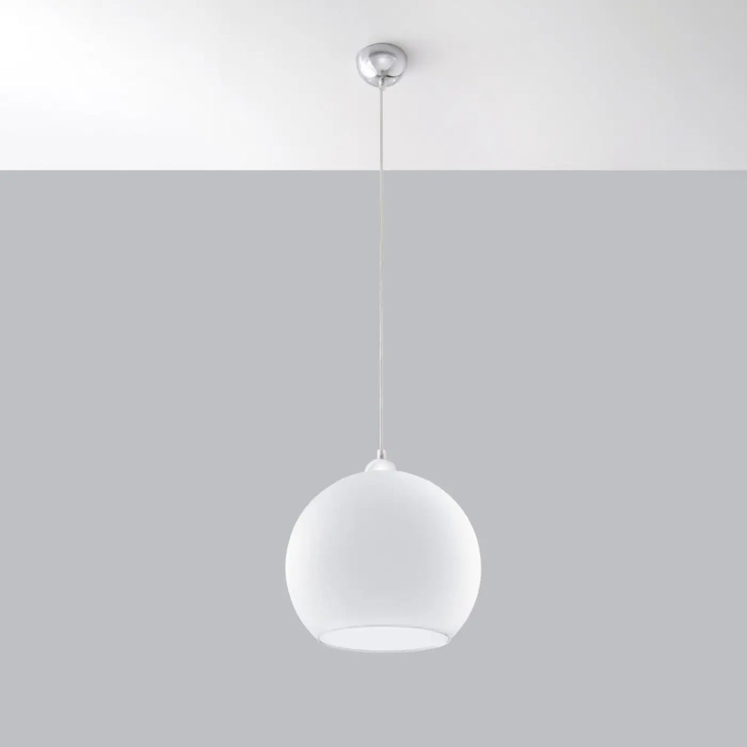 Suspension Ball à globe en verre blanc, éteinte