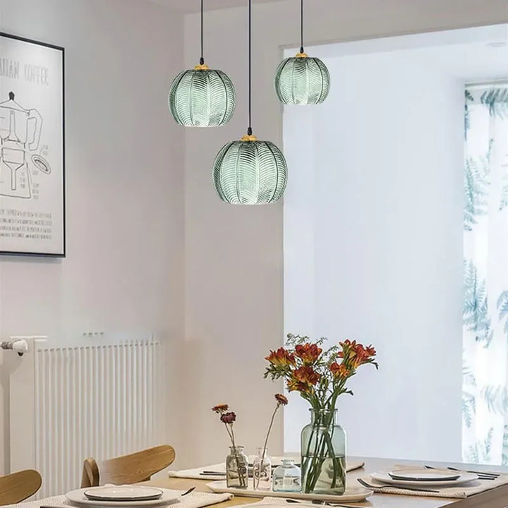 Glass Nordic Pendant Light Leaf Pattern Hanging Light For Bedroom Living Room Kitchen Island Retro Indoor Decorative