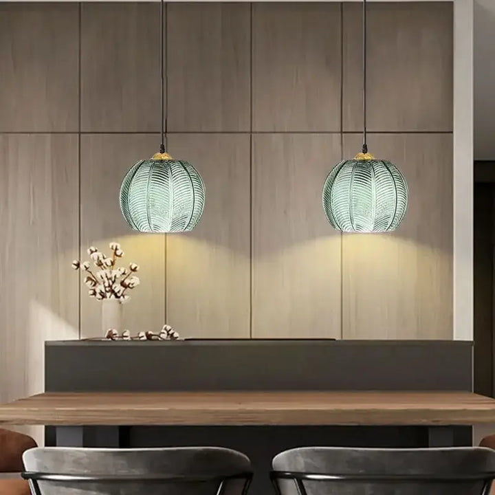 Glass Nordic Pendant Light Leaf Pattern Hanging Light For Bedroom Living Room Kitchen Island Retro Indoor Decorative