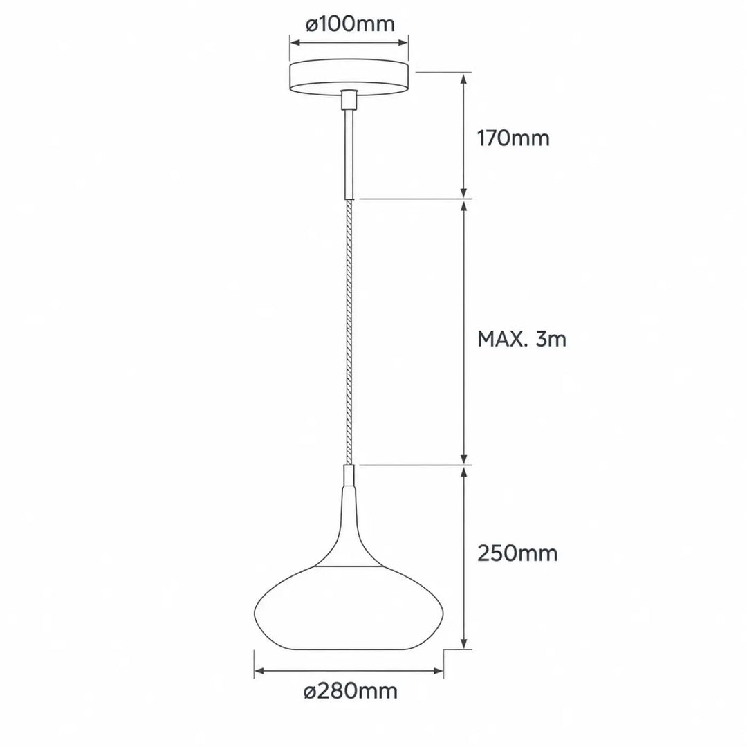 Suspension grace grande hauteur avec verre soufflé en forme de goutte moderne et suspension minimaliste en métal