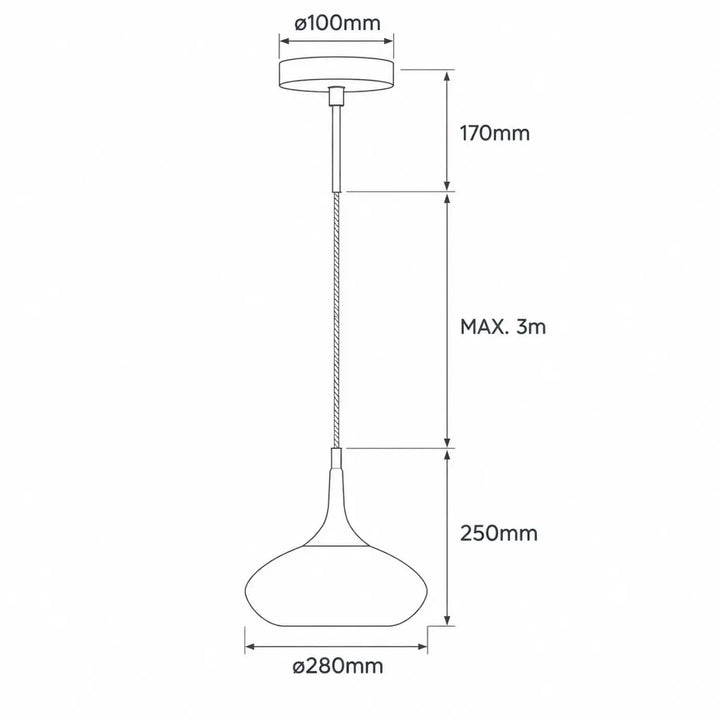 Suspension grace grande hauteur avec verre soufflé en forme de goutte moderne et suspension minimaliste en métal