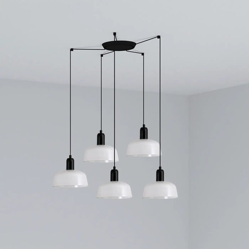 Suspension en grappe Tatawin S à 5 lumières, verre blanc opale, de Faro Barcelona