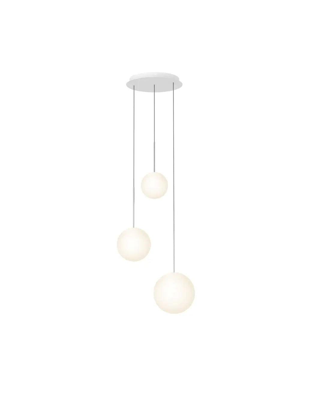 Suspension Bola Sphere Chandelier argentée, globes de 20, 25,5 et 30,5 cm