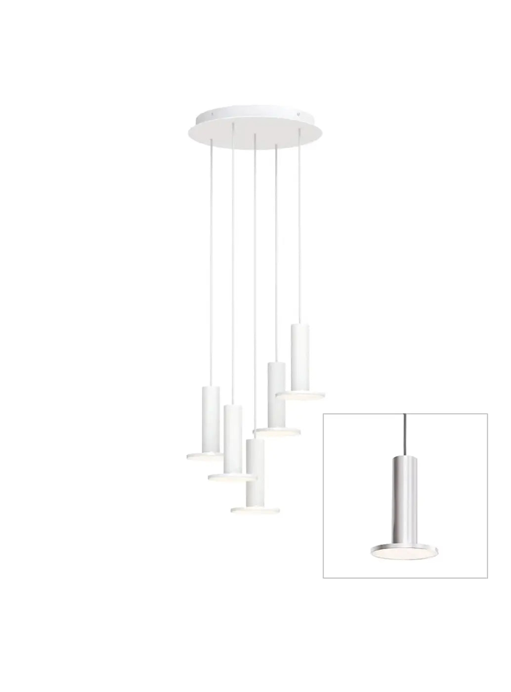 Suspension Cielo Plus Chandelier argentée, grappe de 5 suspensions