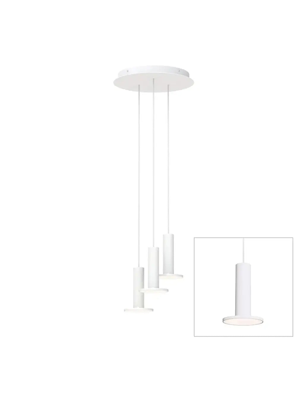 Suspension Cielo Plus Chandelier blanche, grappe de 3 suspensions