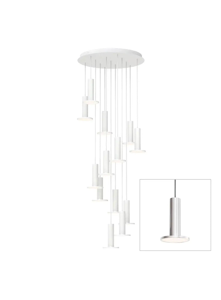 Suspension Cielo Plus Chandelier argentée, grappe de 13 suspensions