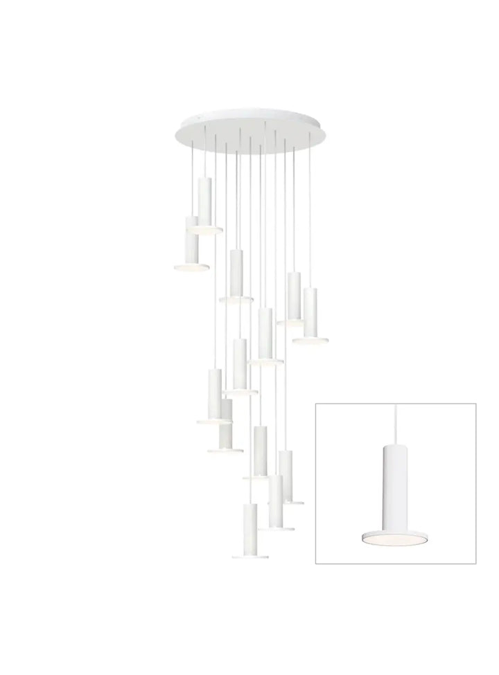 Suspension Cielo Plus Chandelier blanche, grappe de 13 suspensions