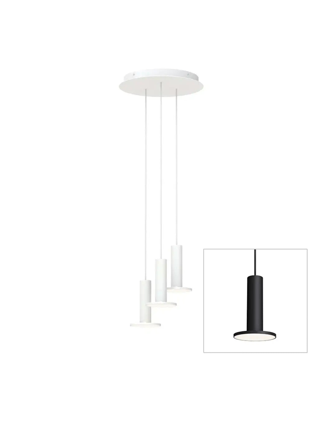 Suspension Cielo Plus Chandelier noire, grappe de 3 suspensions