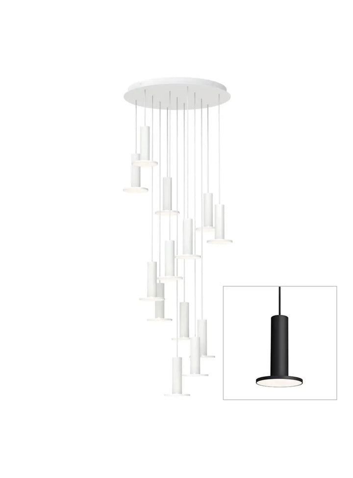 Suspension Cielo Plus Chandelier noire, grappe de 13 suspensions