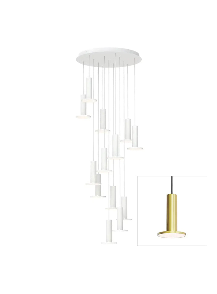 Suspension Cielo Plus Chandelier dorée, grappe de 13 suspensions