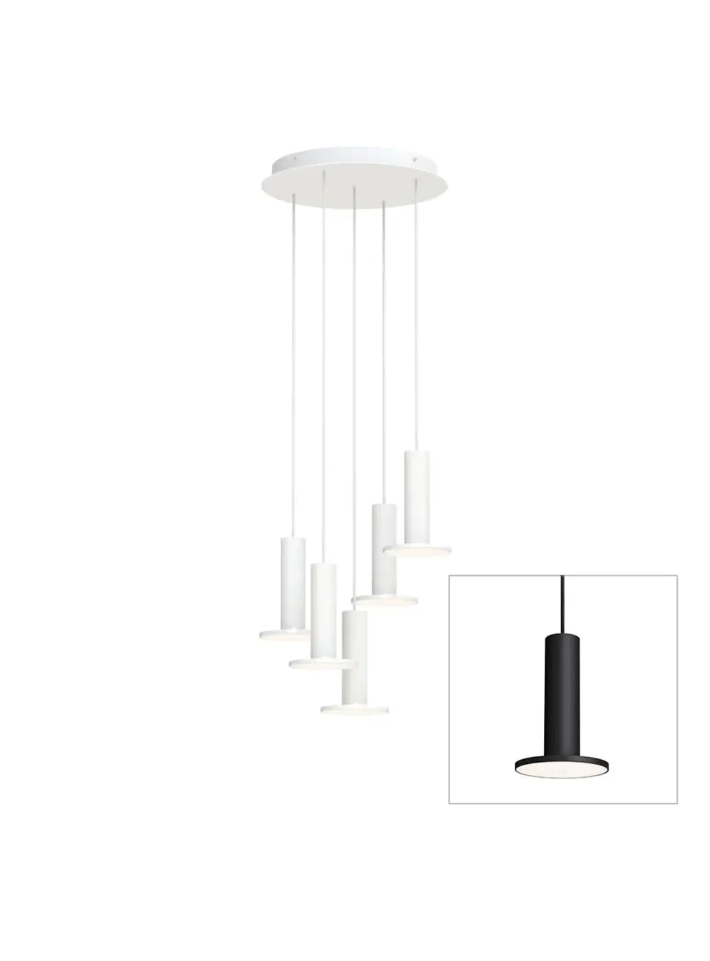 Suspension Cielo Plus Chandelier noire, grappe de 5 suspensions