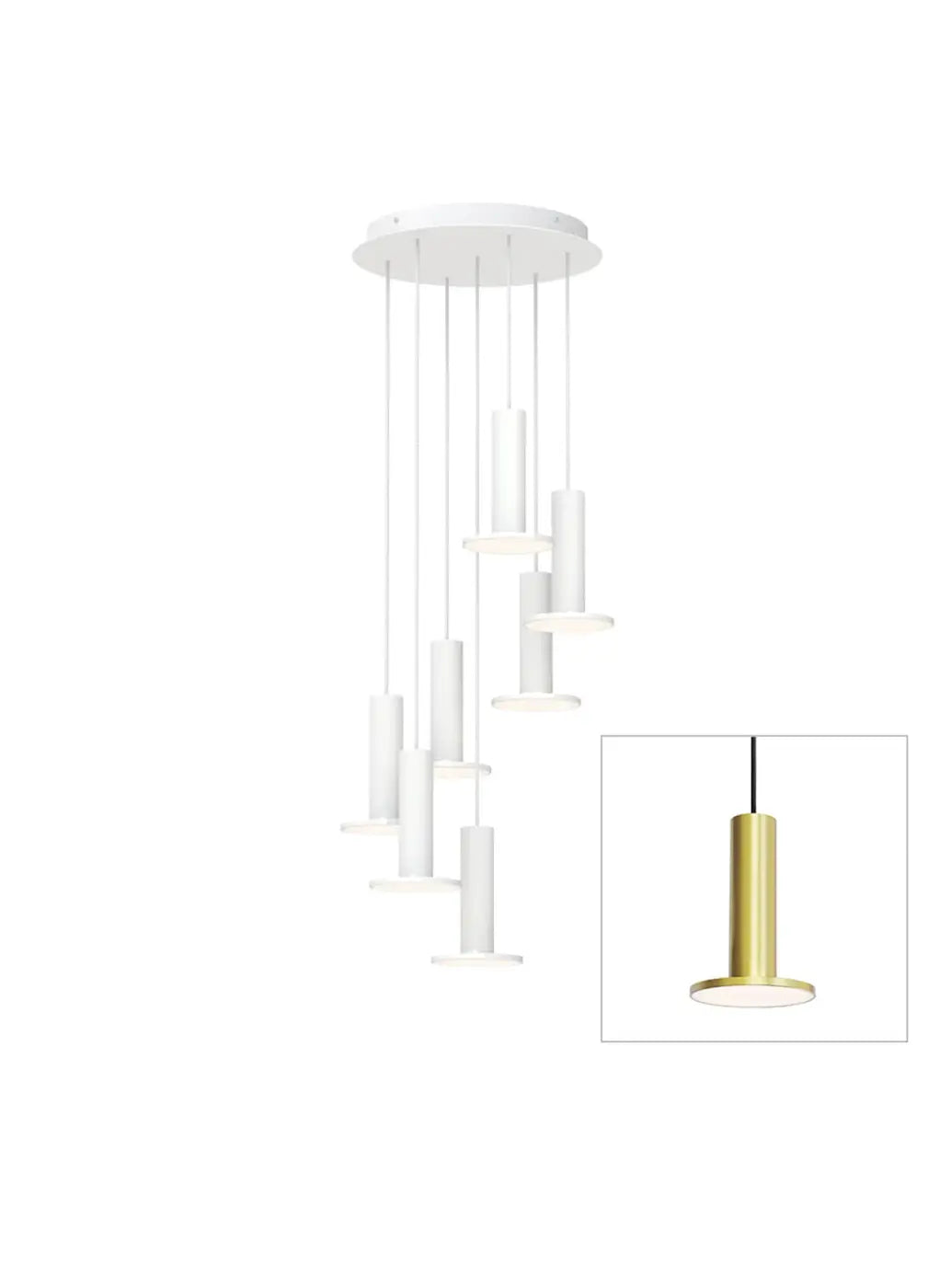 Suspension Cielo Plus Chandelier dorée, grappe de 7 suspensions