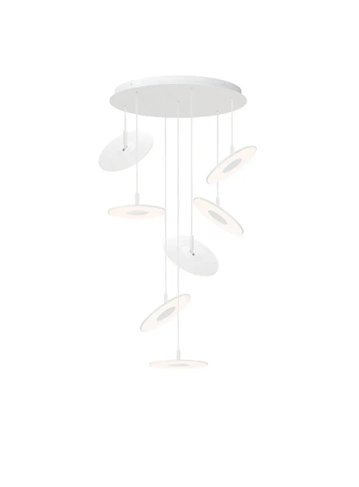 Suspension Circa Chandelier blanche, grappe de 7 disques