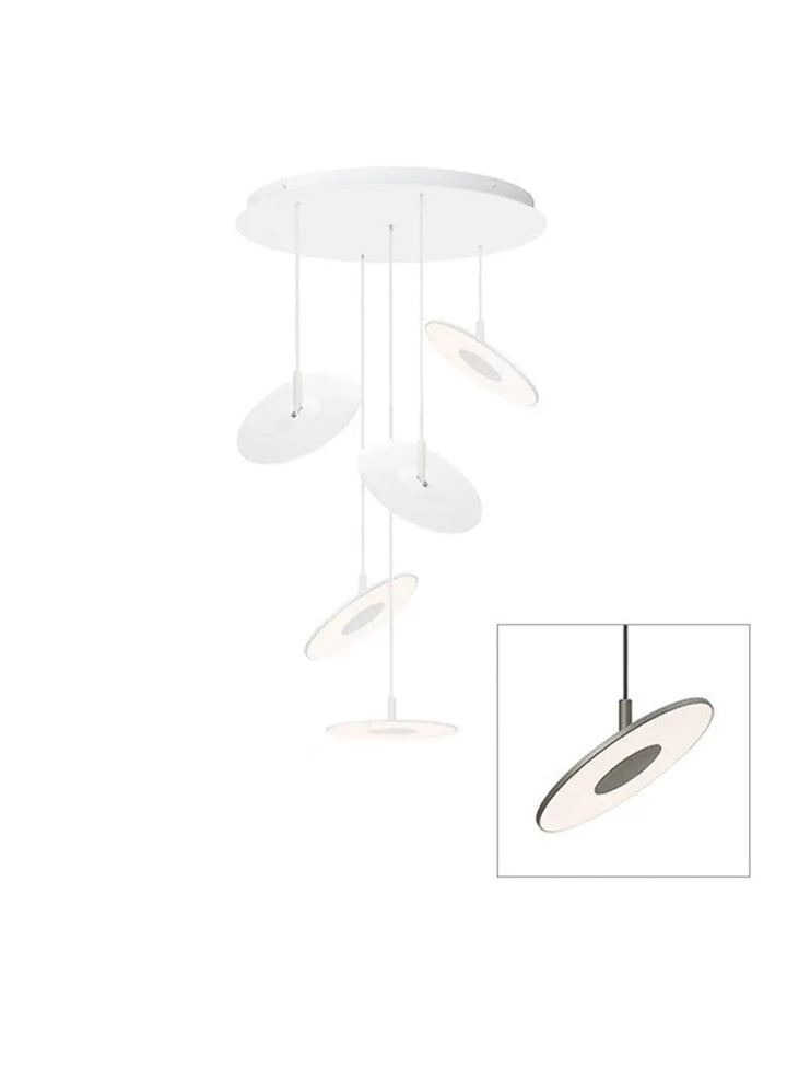 Suspension Circa Chandelier gris graphite, grappe de 5 disques