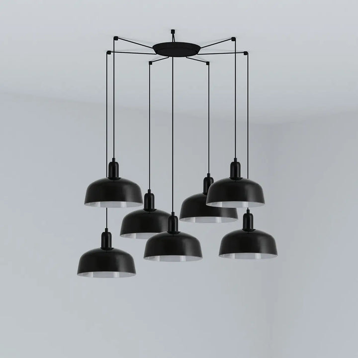 Grappe Tatawin M à 7 lumières en métal noir de Faro Barcelona