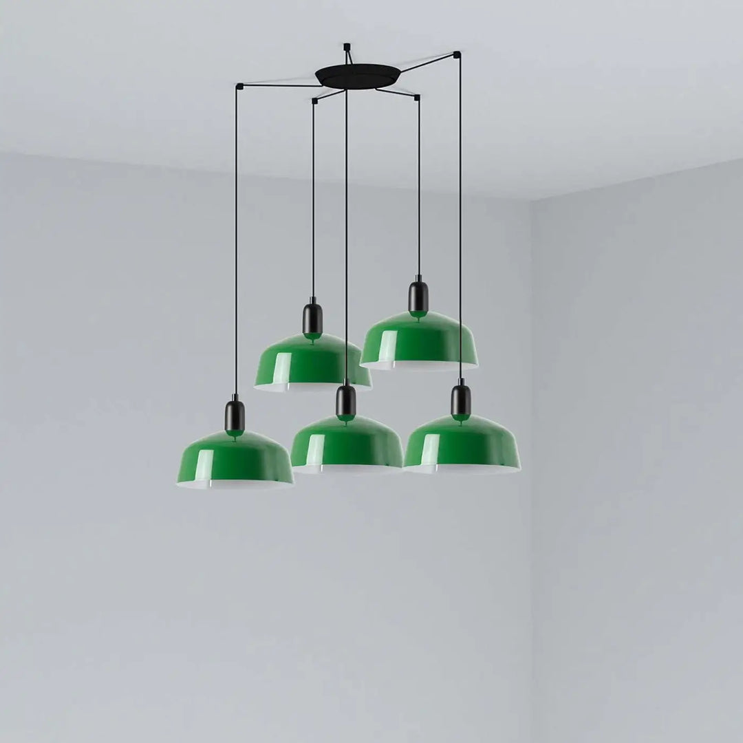 Grappe Tatawin M 5 lumières en métal verte de Faro Barcelona
