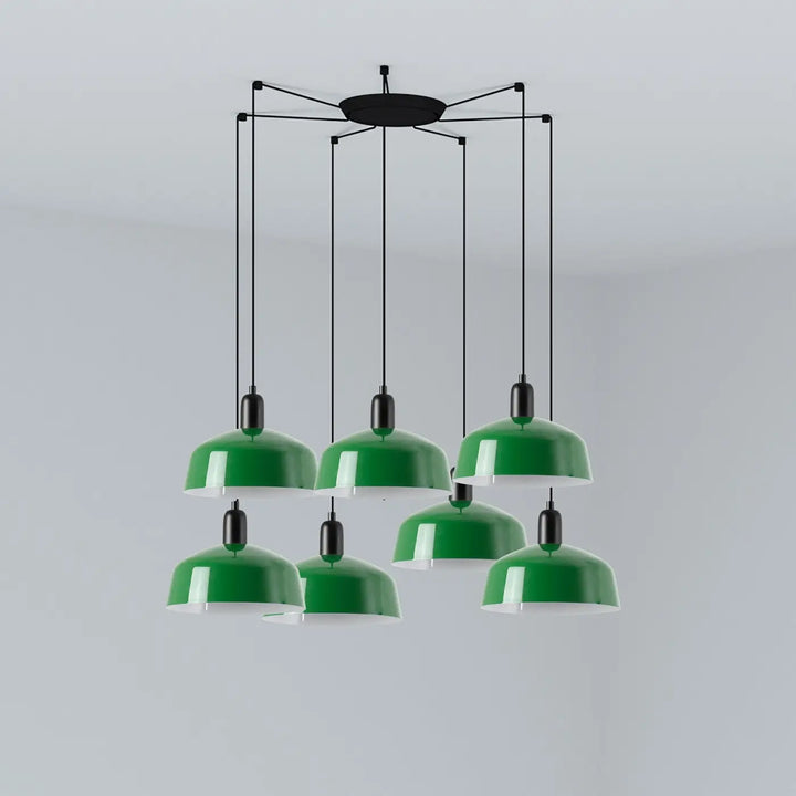Grappe Tatawin M à 7 lumières en métal vert de Faro Barcelona
