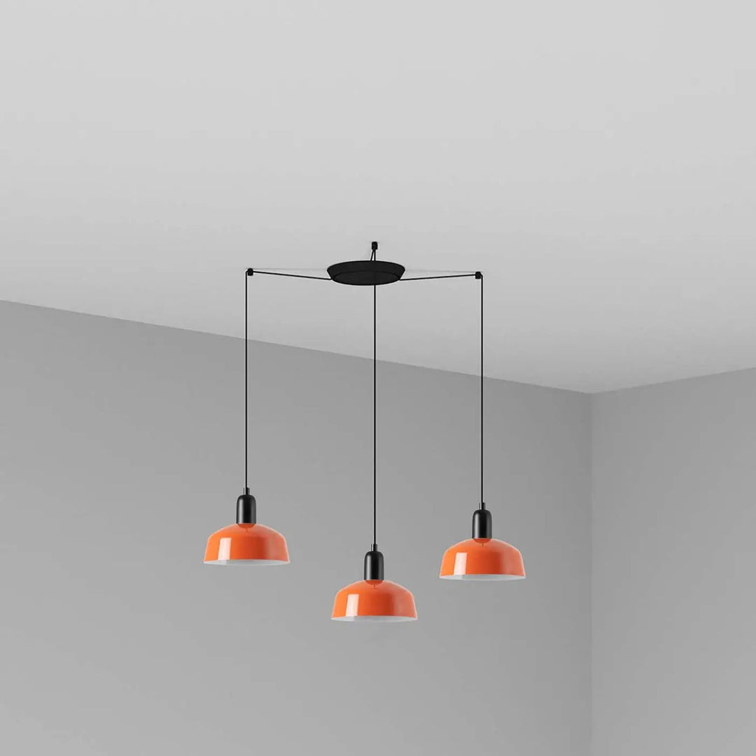 Grappe Tatawin S 3 lumières en métal orange roux de Faro Barcelona